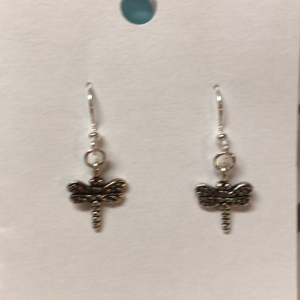 Handmade ❤️ Silver Dragonfly Earrings - Picture 3 of 3